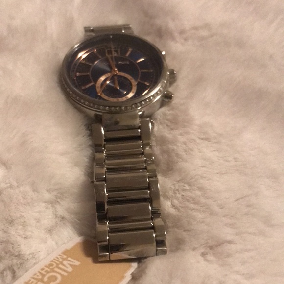 Michael Kors Sawyer Blue Dial Stainless Steel Chronograph Womens Watch - Picture 3 of 7